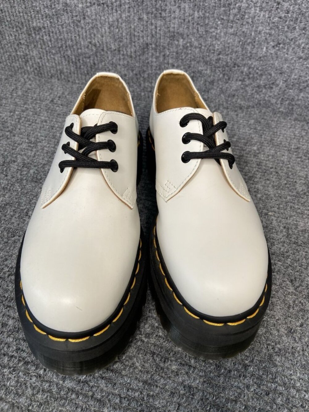 DR. MARTENS 1461 Quad Platform Shoes Oxford White Smooth Leather W US 8 Men 7 - Picture 3 of 9